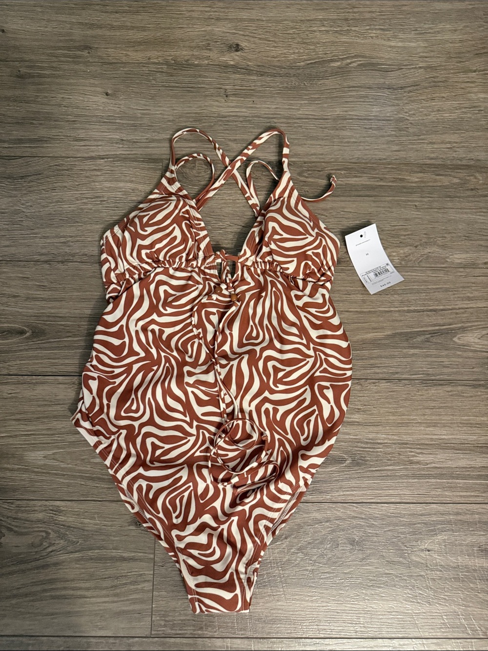 Rust & Cream Zebra Print One-Piece Swimsuit